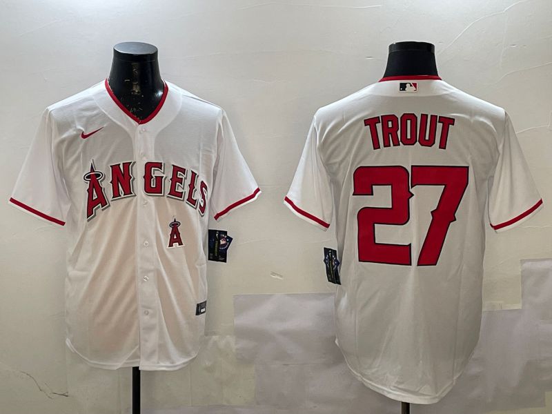 Men Los Angeles Angels #27 Trout White Game 2025 Nike MLB Jersey style 5